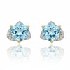 The Celestia Hexagon: Sky Blue Topaz & Diamond Earrings