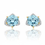 The Celestia Hexagon: Sky Blue Topaz & Diamond Earrings