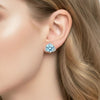 The Celestia Hexagon: Sky Blue Topaz & Diamond Earrings