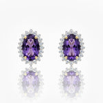 The Empress Halo Oval-Cut Royal Amethyst & Brilliant Diamond Studs