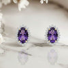 The Empress Halo Oval-Cut Royal Amethyst & Brilliant Diamond Studs