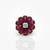 Antique Style Ruby Petal Cocktail Ring with Brilliant Diamond Center