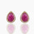Vintage-Inspired Fleur Carved Ruby Studs in 14K Yellow Gold