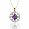 Vintage Style Amethyst Halo Pendant with Diamond Round Detailing