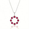 Natural Ruby Circlular Pendant with Diamond