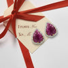 Botanical Carved Ruby & Brilliant-Cut Diamond Halo Earrings