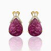 Hand-Carved Rubellite Drops with Pavé Diamond Accents Earring