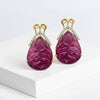 Hand-Carved Rubellite Drops with Pavé Diamond Accents Earring