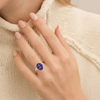 Oval-Cut Amethyst Solitaire with Diamond Trio Accents
