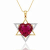 Heart- Shaped Ruby Open Heart Star Cover Pendant