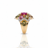 Natural Ruby and Multi-Color Tourmaline Floral Cluster Ring with Diamond Accents