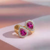 Natural Ruby Two-Stone Pear-Cut in Diamond Ring