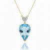 Pear-Cut Aquamarine Pendant with Diamond in Heart Shaped Pendent