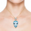 Pear-Cut Aquamarine Pendant with Diamond in Heart Shaped Pendent