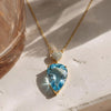 Pear-Cut Aquamarine Pendant with Diamond in Heart Shaped Pendent