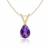 Pear-Cut Amethyst Solitaire Pendant in 14K Yellow Gold with Modern V-Bale