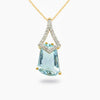 Radiant - Truncated Blue Topaz in diamond Accents Pendant