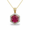 Hexagon - Shaped Ruby Halo Pendant