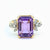 Radiant Cut Amethyst Solitaire Ring with Pear cut Diamonds