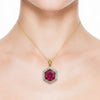 Hexagon - Shaped Ruby Halo Pendant