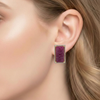 Carved Ruby Floral Tablets with Shimmering Diamond Frame Earrings