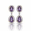 Natural Amethyst Oval and Teardrop Halo Earrings with Diamond Accents