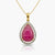 Drop - Cut Carved Ruby Halo Pendant