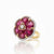 Natural Ruby Flower shape-Stone Ruby in Diamond Ring