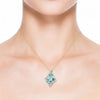 Ascher Cut Aquamarine in diamond Cover Pendant