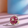 Natural Ruby Flower shape-Stone Ruby in Diamond Ring