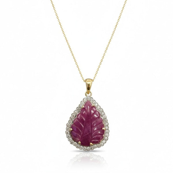Carved Ruby Lead Halo Pendant