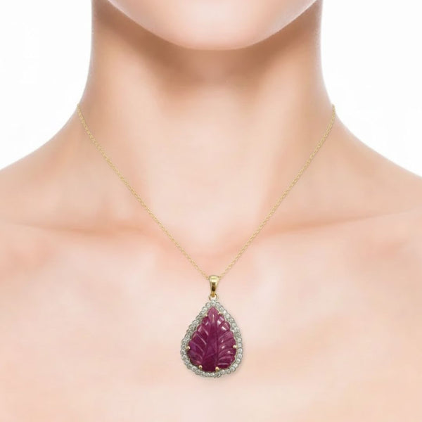 Carved Ruby Lead Halo Pendant