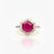 Haxagon Cut Ruby Stone in Diamond Ring
