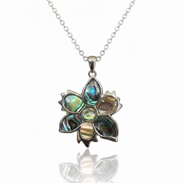 The Iridescent Abalone Blossom Pendent