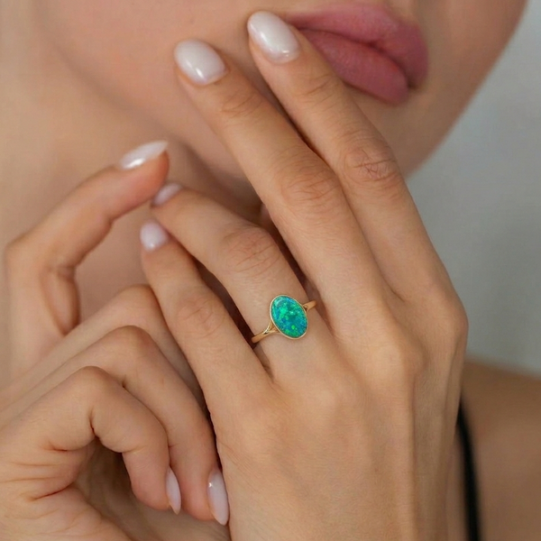 Bazel - Settings Natural Fire Opal Ring