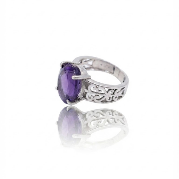 Silver Amethyst Statement Ring