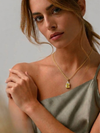 Emerald - Cut Lemon Topaz with diamond top cover Pendant