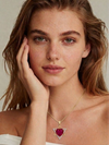Natural Heart-Cut Ruby Star of David Pendant in 14K Gold and Diamonds