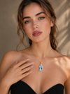 Emerald - Truncated Blue Topazin diamond Pendant