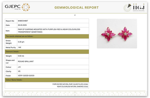 Marquise Ruby and Diamond Stud earrings