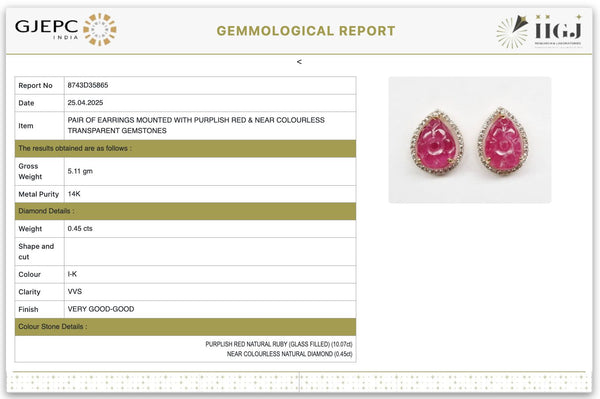 Vintage-Inspired Fleur Carved Ruby Studs in 14K Yellow Gold