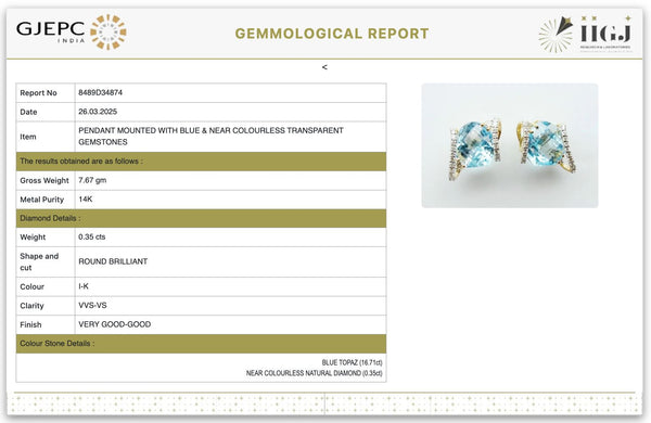 Emerald - Truncated Aquamarine in diamond Pendant