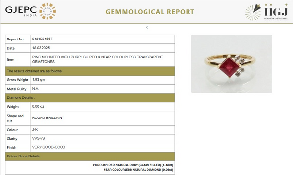 Classic Princess shape-Stone Ruby in Diamond Ring