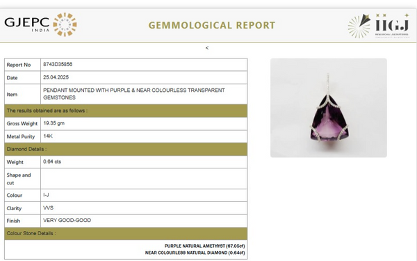 Claw-Set Trillion Amethyst Diamond Cover Pendant