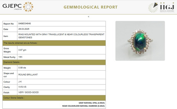 Oval Green Opal Halo Ring with Diamond Accents