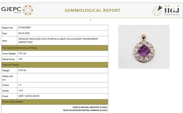 Vintage Style Amethyst Halo Pendant with Diamond Round Detailing
