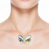 Carved Abalone and Diamond Butterfly Statement Pendant