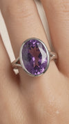 Oval Amethyst Bezel Ring