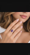 Oval Amethyst Solitaire Ring