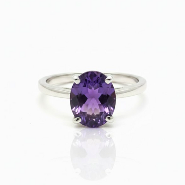 Oval Amethyst Sterling Silver Ring